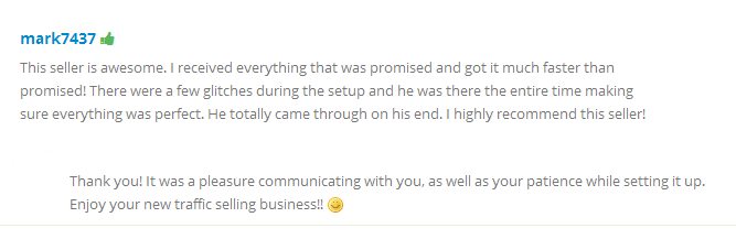 traffic reseller testimonial